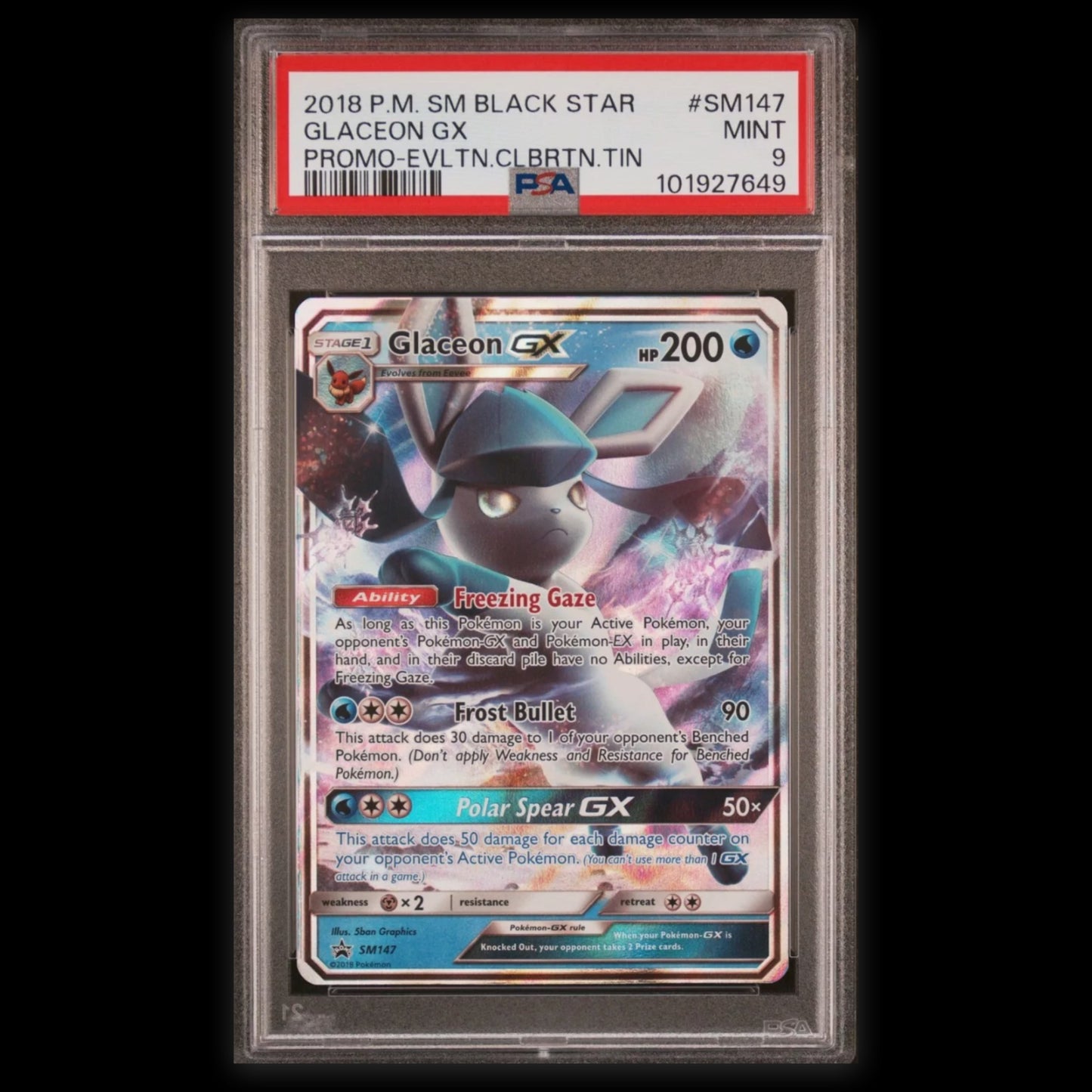 POKEMON PSA 9 MINT Glaceon GX SM147 Pomo