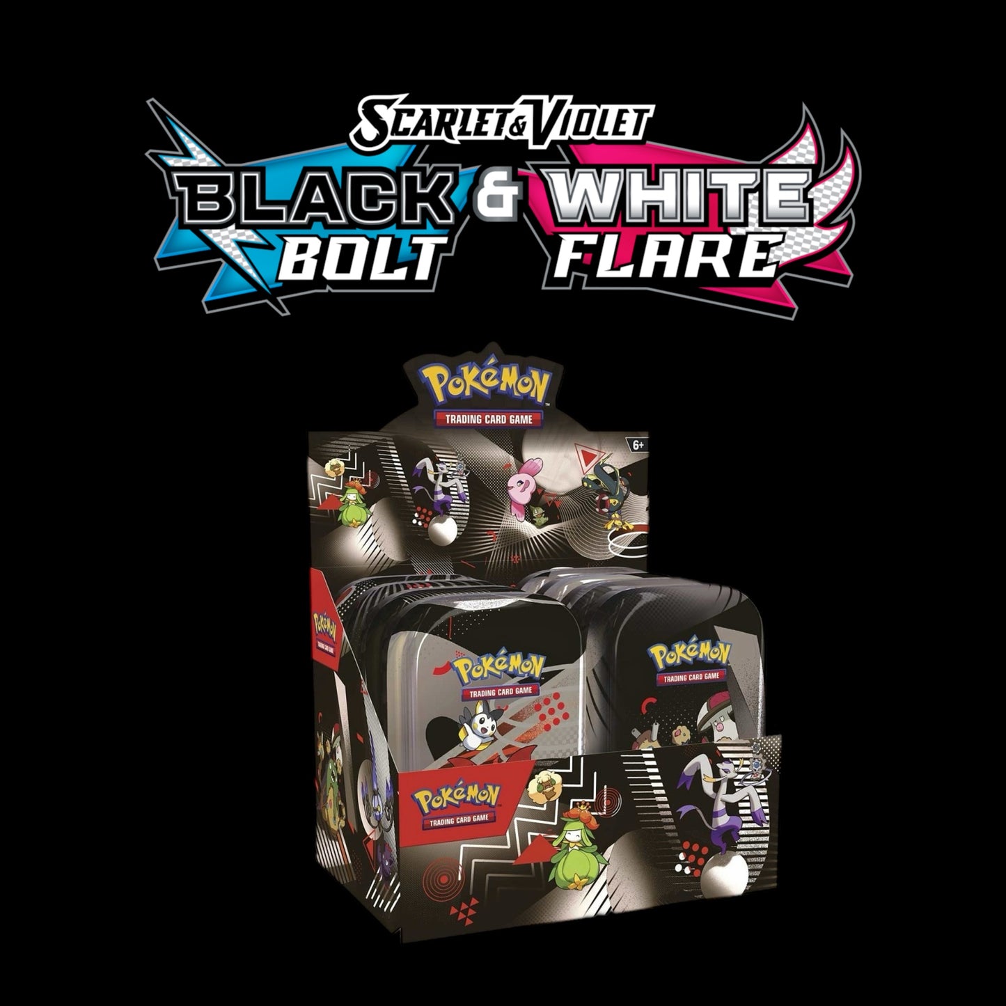 POKEMON Black Bolt & White Flare Mini Tin Display Box