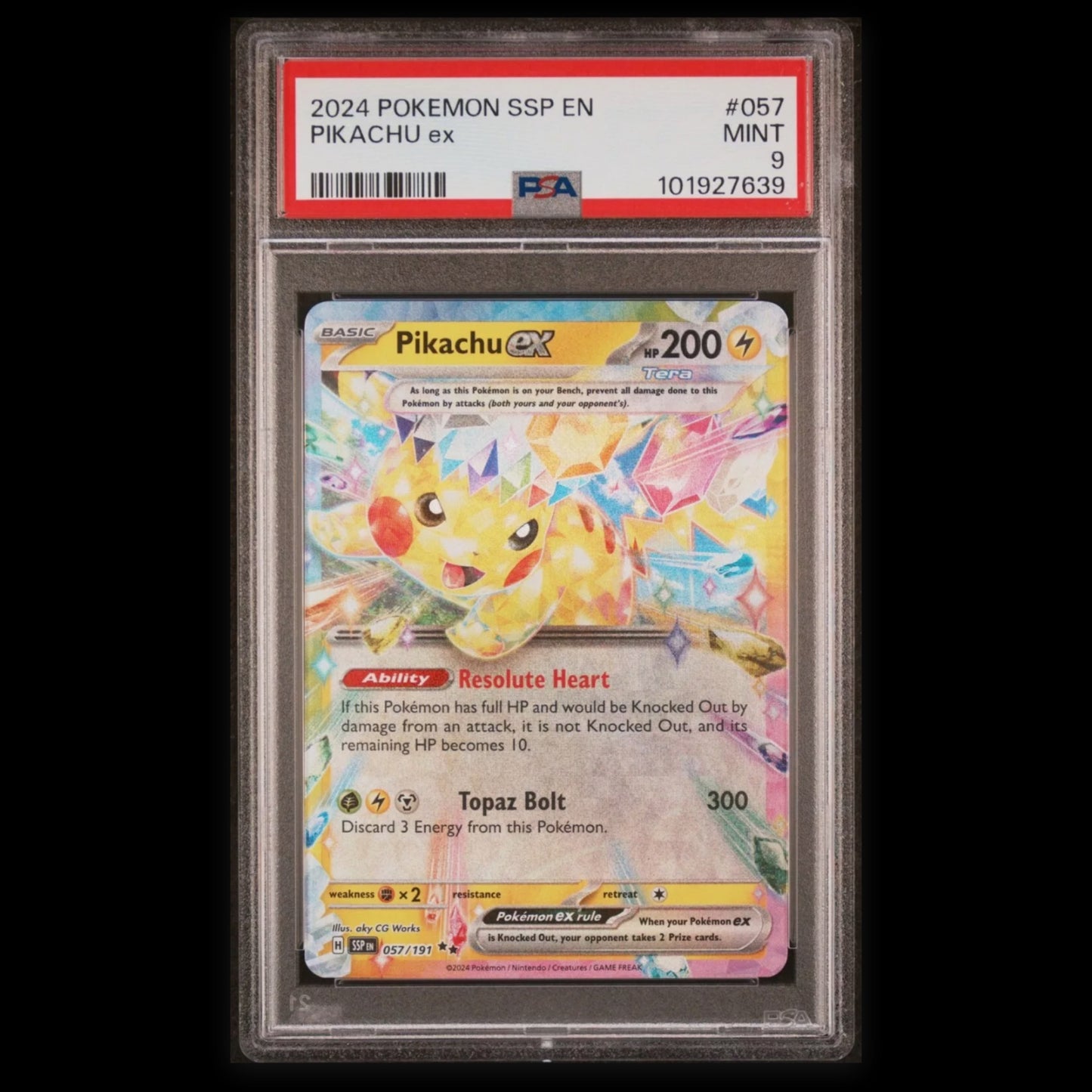 POKEMON PSA 9 MINT Pikachu EX  057/191 Surging Sparks