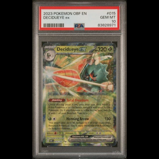 POKEMON PSA 10 GEM MINT Decidueye EX 015/197 Obsidian Flames