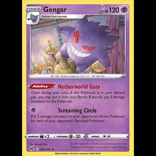 POKEMON Gengar Holo 066/196 Lost Origin