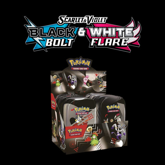 POKEMON Black Bolt & White Flare Mini Tin Display Box