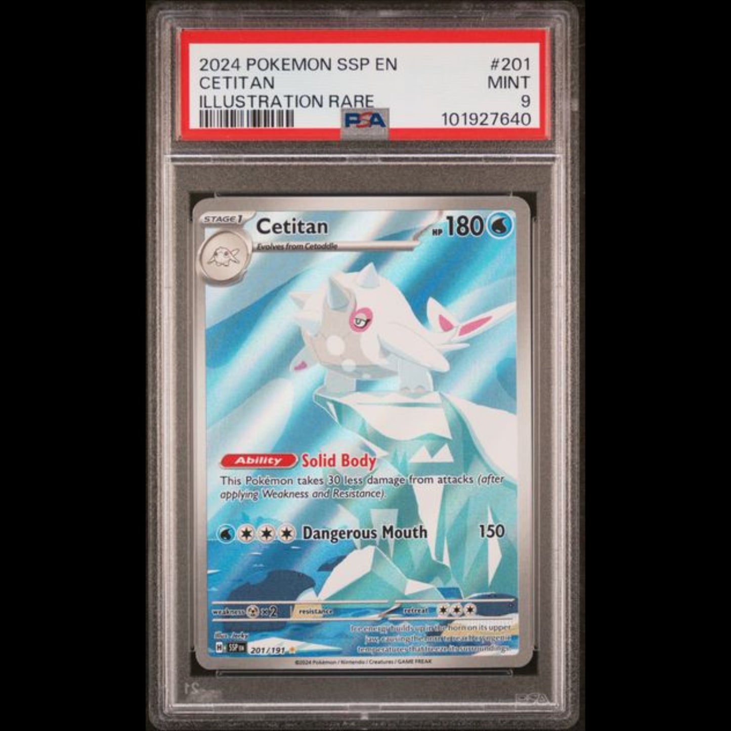 POKEMON PSA 9 MINT Cetitan IR  201/191 Surging Sparks