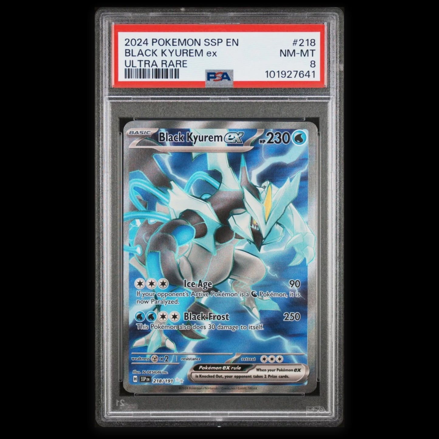 POKEMON PSA 8 NM - MINT Black Kyurem EX UR 218/191 Surging Sparks