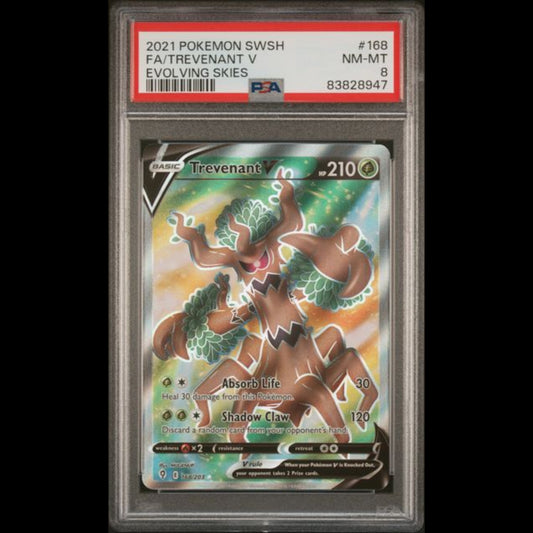 POKEMON PSA 8 NM - MINT Trevenant V 168/203 Evolving Skies