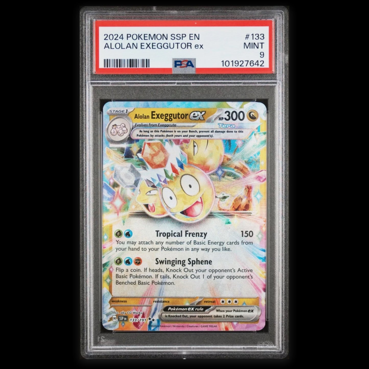 POKEMON PSA 9 MINT Alolan Exeggutor EX 133/191 Surging Sparks